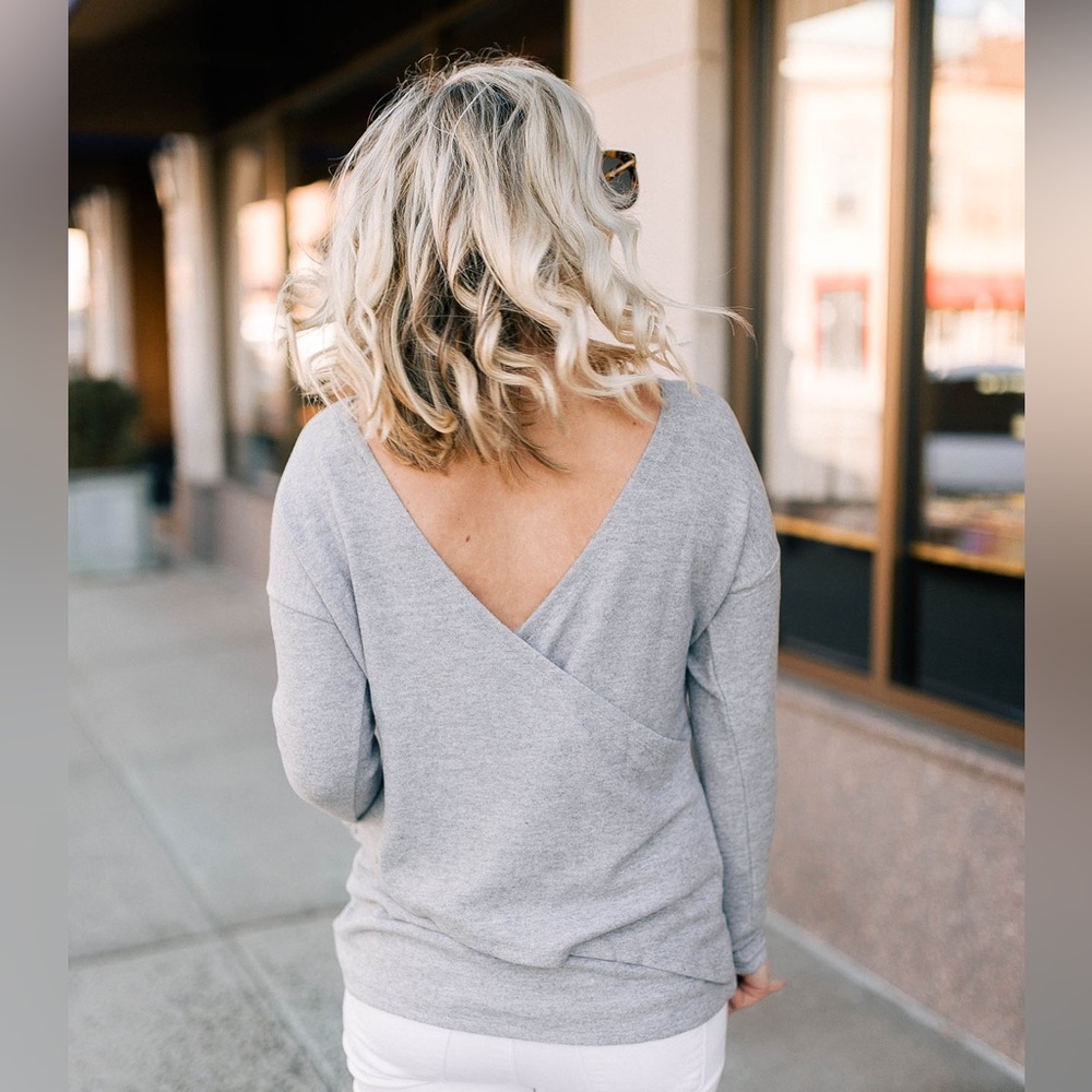 J.Crew reversible V-back long-sleeve tunic or pullover sweater